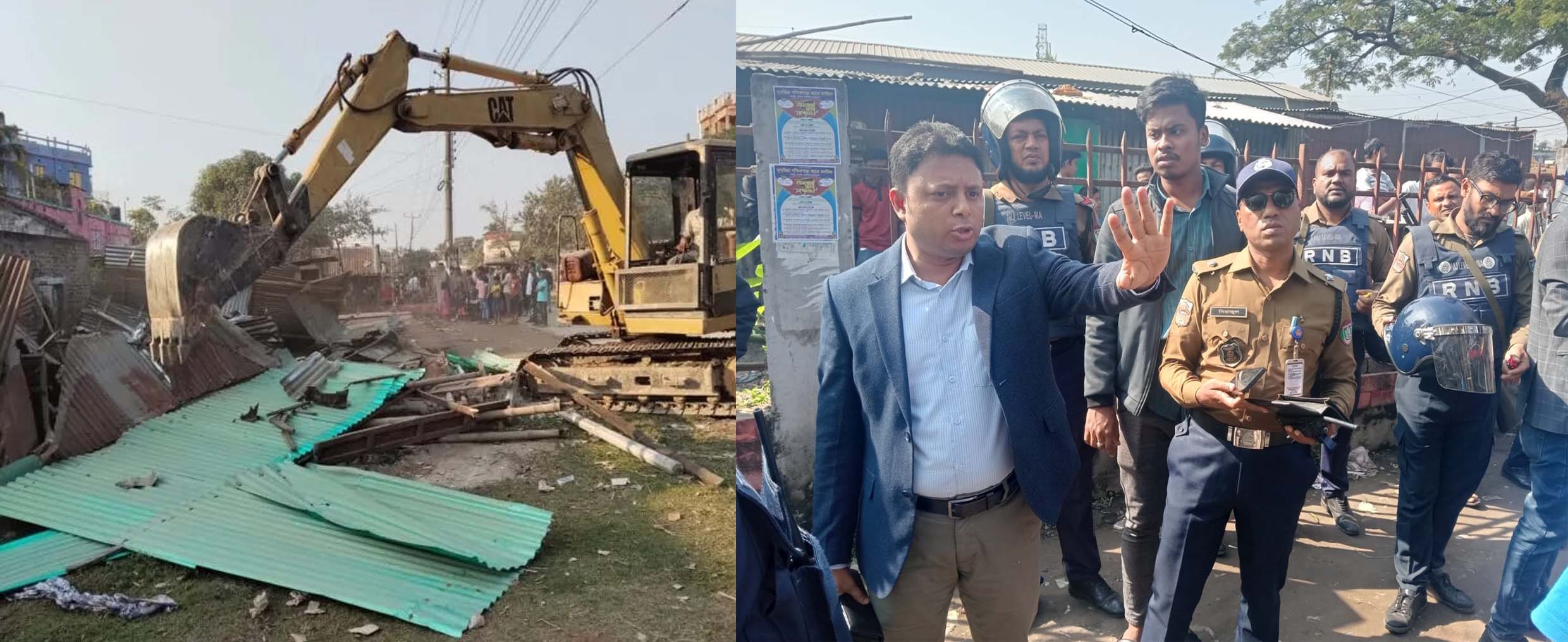 গফরগাঁও রেলওয়ের জায়গা থেকে অবৈধ স্থাপনা উচ্ছেদ